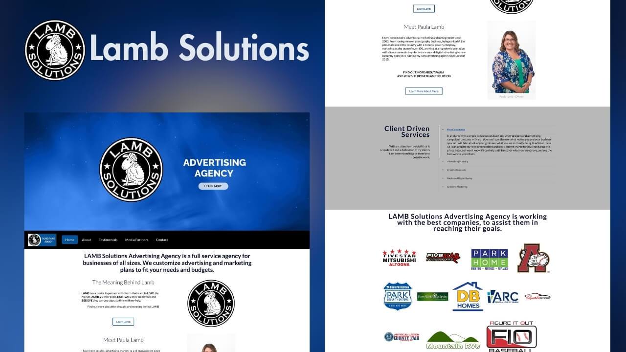Lamb Solutions Advertising Agency Altoona PA, Website Design by Matthew Boyles Website Designer Hollidaysburg and Altoona PA